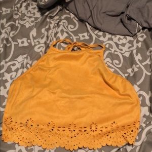 Yellow Suede Crop Top